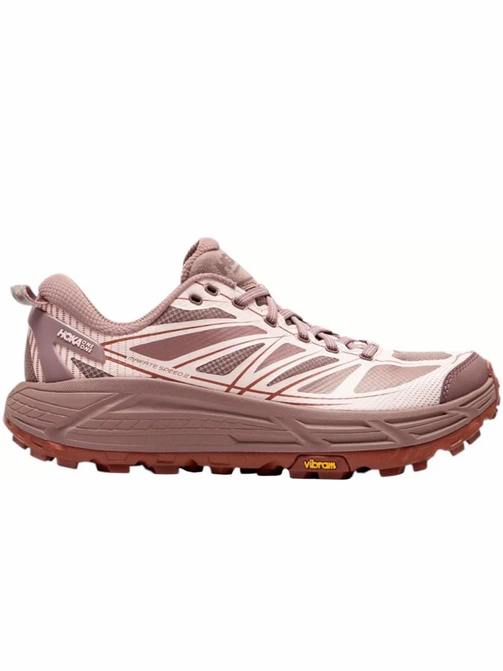 Hoka One One Women's Pink Trail Running Shoe with Rust Outsole